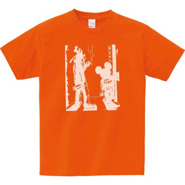音楽・バンド・ロック・シネマ　 Tシャツ　RAMONES &amp; SEX PISTOLS　オレンジ