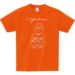 音楽・バンド・ロック・シネマ　 Tシャツ　ジョンレノン　John Lennon　オレンジ｜t1500