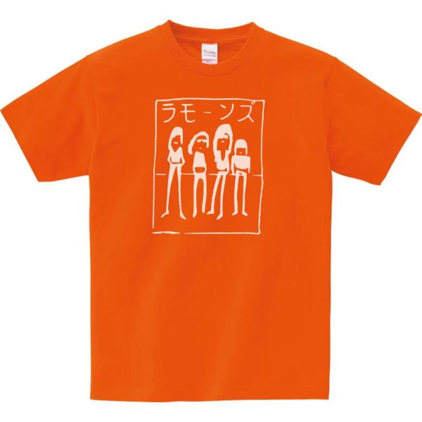 バンド　ロック Tシャツ　カタカナ　ラモーンズ２　オレンジ