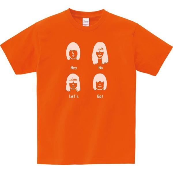 バンド　ロック Tシャツ　RAMONES  Hey Ho Let's Go!　オレンジ
