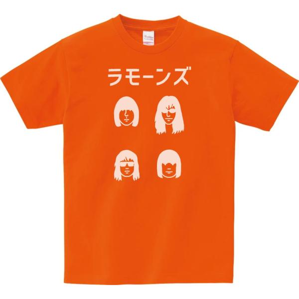 バンド　ロック Tシャツ　カタカナ　RAMONES　ラモーンズ２　オレンジ