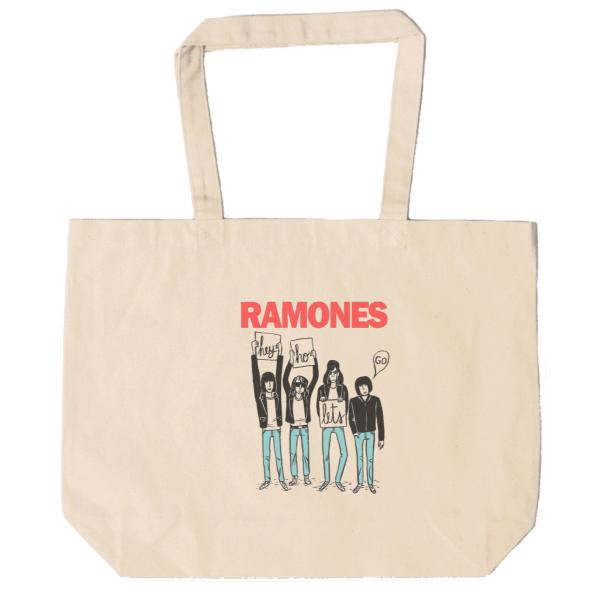 RAMONES　トートバッグ　キャンバス　12oz 綿100％　ナチュラル色　音楽　ロック　バンド　...