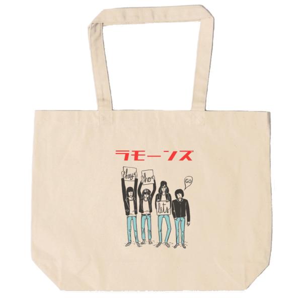 ラモーンズ　トートバッグ　キャンバス　12oz 綿100％　ナチュラル色　音楽　ロック　バンド　シネ...