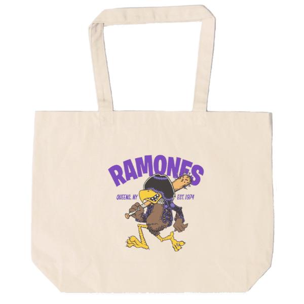 RAMONES　トートバッグ　キャンバス　12oz 綿100％　ナチュラル色　音楽　ロック　バンド　...