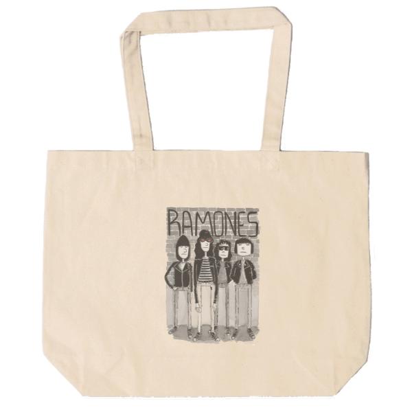 RAMONES　トートバッグ　キャンバス　12oz 綿100％　ナチュラル色　音楽　ロック　バンド　...