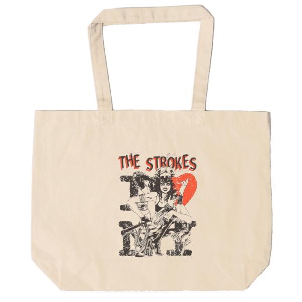 THE STROKES　トートバッグ　キャンバス　12oz 綿100％　ナチュラル色　音楽　ロック　...