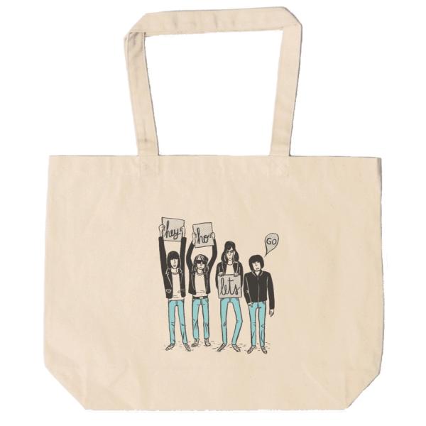 RAMONES　トートバッグ　キャンバス　12oz 綿100％　ナチュラル色　音楽　ロック　バンド　...