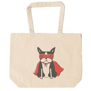 ヒーローなフレンチブルドッグ トートバッグ キャンバス 12oz 綿100