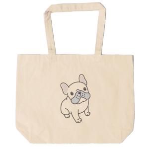 フレンチブルドッグ　トートバッグ　キャンバス　12oz 綿100％　ナチュラル色