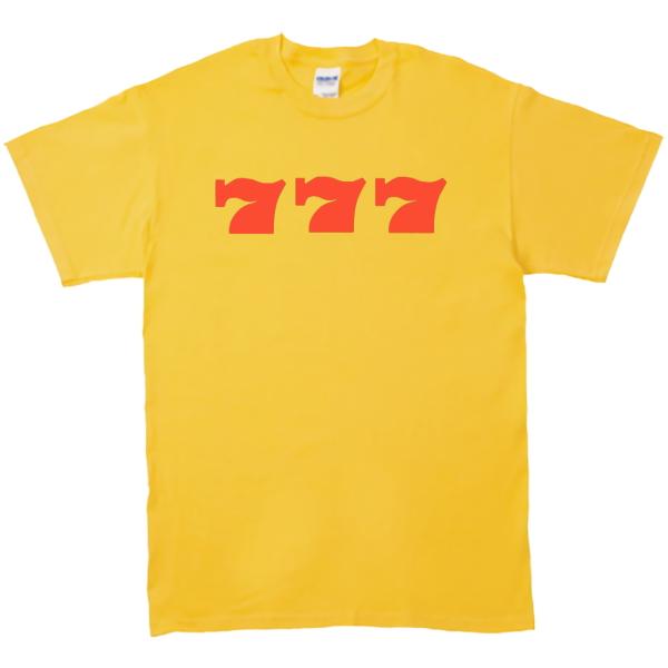 デザイン　Tシャツ　７７７　スリーセブン　イエロー