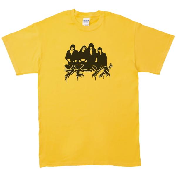 バンド　ロック Tシャツ　カタカナ　RAMONES　ラモーンズ　イエロー
