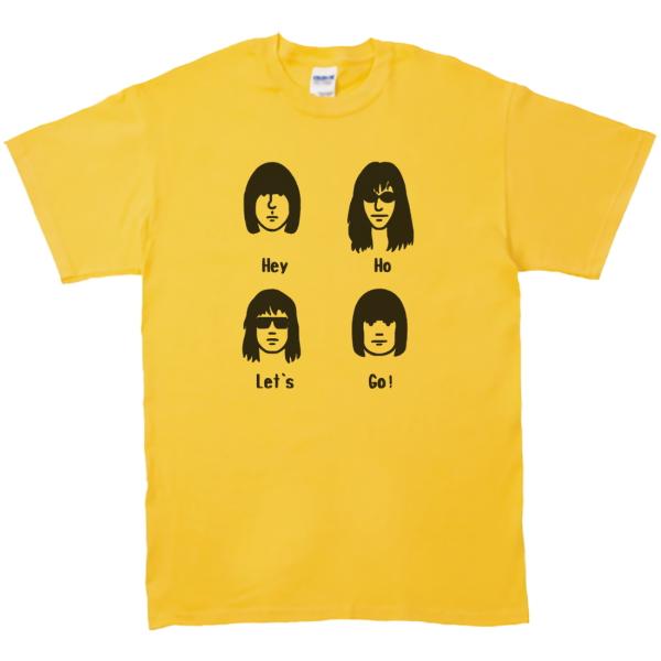 バンド　ロック Tシャツ　RAMONES  Hey Ho Let's Go!　イエロー