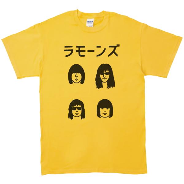 バンド　ロック Tシャツ　カタカナ　RAMONES　ラモーンズ２　イエロー
