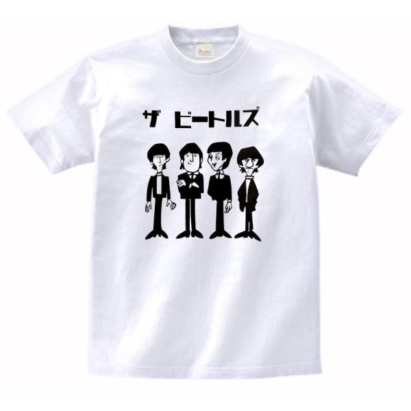 音楽・バンド・ロック・シネマ　 Tシャツ　カタカナ　THE BEATLES  ビートルズ　白