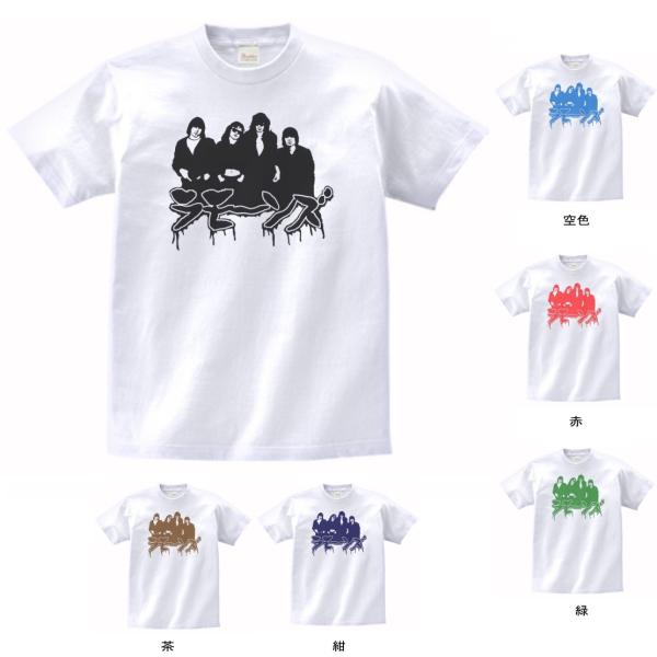 バンド　ロック Tシャツ　カタカナ　RAMONES　ラモーンズ　白