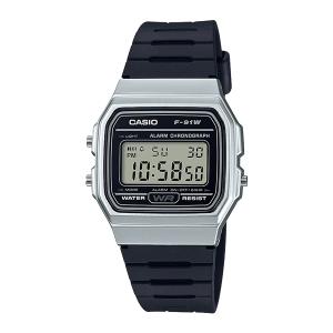 国内正規品 CASIO Collection カシオ コレクション POP 軽量 薄型 ブラック×シルバー ユニセックス腕時計 F-91WM-7AJH｜t1me-shop-a