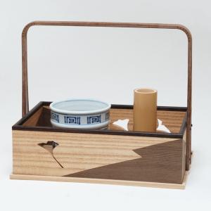 茶道具 / 莨盆 (たばこ盆) 玄々斎好写 香狭間透 (こうざますかし) 溜塗