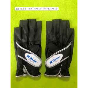 IOMIC　手袋（競馬・乗馬用）フィンガーカットタイプ　ブラック　ライン色：ブラックライン　｜ta-store