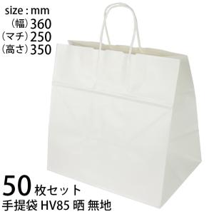 手提げ袋 (50枚セット) 紙 白無地 HV85晒無地 (t0) | ギフトバッグ 紙丸紐白 手提袋 XZT00943
