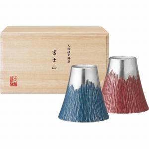 富士山タンブラー180ml(小) 青朱ペア(木箱入) fut-1-2p (-C5122-095-) | 内祝い ギフト 出産内祝い 引き出物 結婚内祝い 快気祝い お返し 志｜tabaki2