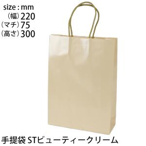 手提げ袋 紙 光沢 STビューティ クリーム (t0) | ギフトバッグ ストレートバッグ 布紐 手提袋 XZT00777｜tabaki