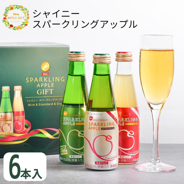 シャイニー スパークリングアップル詰合せ 6本入 SP-B 青森県産 りんごジュース SP-B (送...