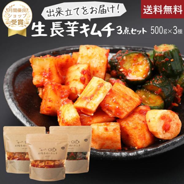 【赤坂食べ門】生キムチ 長芋セット　500g ｘ3種（長芋 カクテキ きゅうり）