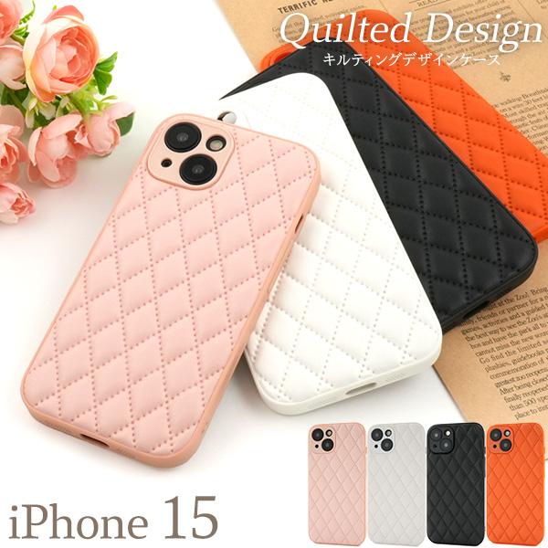 iPhone15 シリーズ対応 キルティングデザインケース ジャケット バックカバー キルト 格子柄...