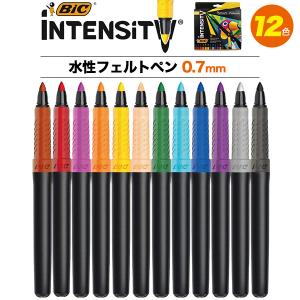 BIC 水性フェルトペン  0.7mm 12色セット  水性ペン カラーペン 色ペン フランスブランド 文具 BIC インテンシティ ビック｜tabemore