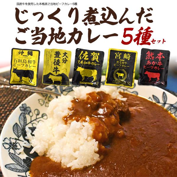 5食入り ご当地 ビーフカレー 5種  食べ比べセット (各160g × 5袋 )   国産肉 ブラ...