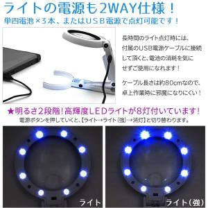 拡大鏡 LEDライト8灯付き・折りたたみ式 2...の詳細画像3