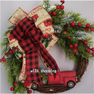 クリスマスリース 飾り リボン 車 飾り 壁掛...の詳細画像1