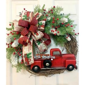 クリスマスリース 飾り リボン 車 飾り 壁掛...の詳細画像3