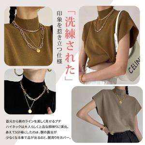 ニット レディース フレンチスリーブ リブニッ...の詳細画像3