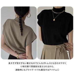 ニット レディース フレンチスリーブ リブニッ...の詳細画像4