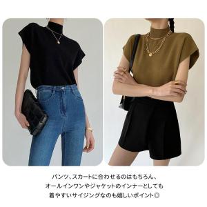 ニット レディース フレンチスリーブ リブニッ...の詳細画像5
