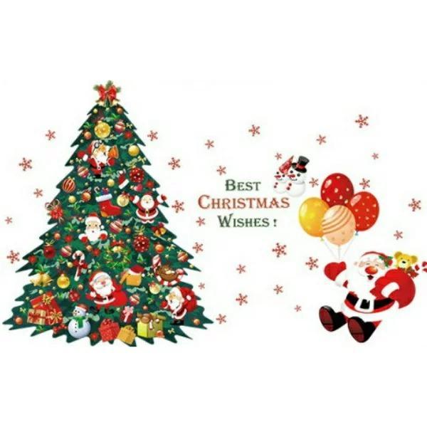 ウォールステッカー クリスマス サンタクロース ステッカー クリスマスツリー トナカイ ガラス 装飾...