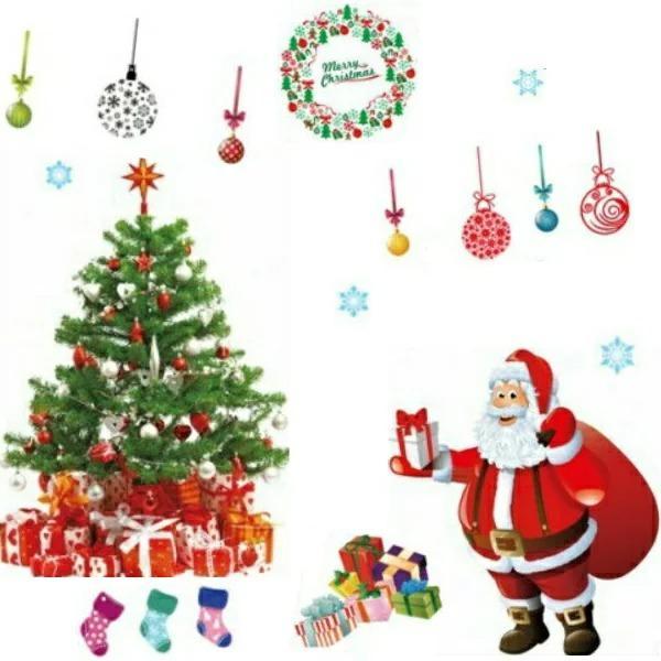 ウォールステッカー クリスマス サンタ クリスマスツリー サンタクロース 北欧 ウィンドウ 壁 飾り...