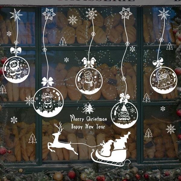 ウォールステッカー クリスマス トナカイ サンタクロース クリスマスツリー 窓 ウィンドウ おしゃれ...