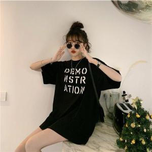 ロング ロゴtシャツ レディース 半袖 カット...の詳細画像1