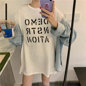 ロング ロゴtシャツ レディース 半袖 カット...の詳細画像3