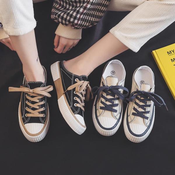 スニーカーレディースリッポンかかとなし履きやすいシューズローカットシューズ軽量通気おしゃれスリッパサ...