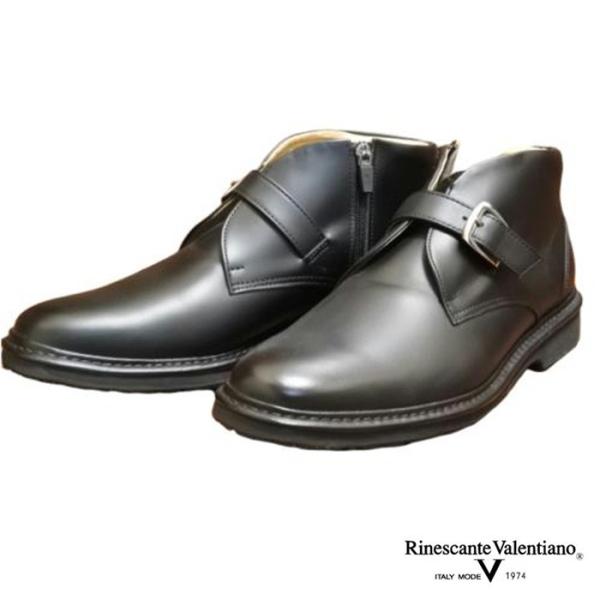 Rinescante Valentiano22 ブラック ベルトタイプチャッカブーツ 送料無料 リナ...