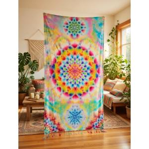 タイダイ染め　タペストリー　極彩淡華