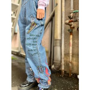 ハンドペイント　サロペット　オーバーホール　古着　手描き