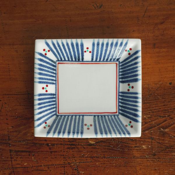 砥部焼 5.2寸長角布目皿 十草三つ紋 梅山窯 愛媛県 伝統工芸品 民藝品 食器 キッチン雑貨 ギフ...