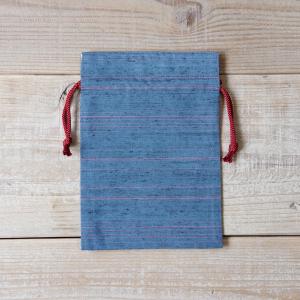 上田紬（つむぎ） 巾着袋 絹100% 長野県産 ポーチ 伝統工芸品 民藝品