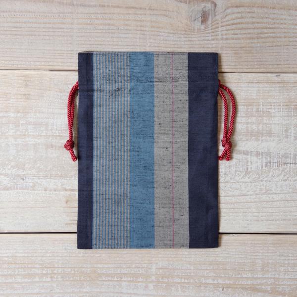 上田紬（つむぎ） 巾着袋 絹100% 長野県産 ポーチ 伝統工芸品 民藝品 07 ギフト プレゼント...