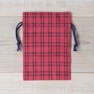 上田紬（つむぎ） 巾着袋 絹100% 長野県産 ポーチ 伝統工芸品 民藝品