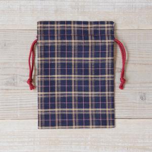 上田紬（つむぎ） 巾着袋 絹100% 長野県産 ポーチ 伝統工芸品 民藝品